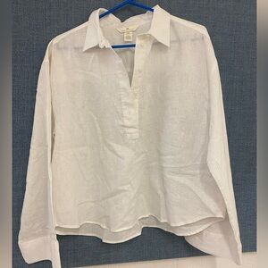 White Button-Up Linen Shirt